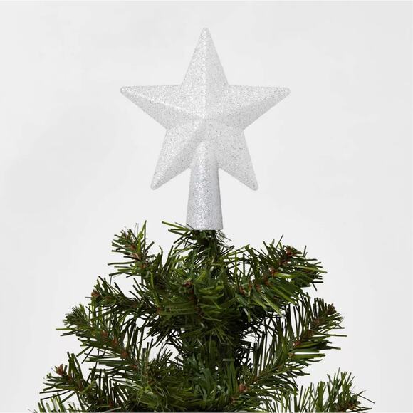 Mini Glitter Silver Star Light Up Christmas Tree Topper LED 4.7" Lit Holiday Dec - Picture 3 of 5